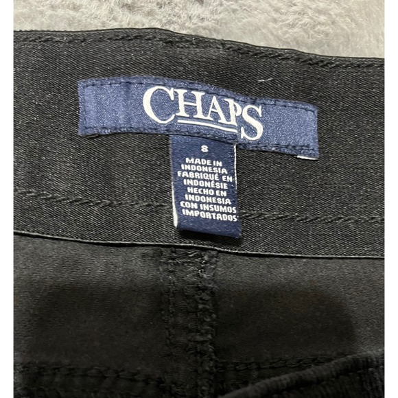 Chaps Black Corduroy Pants Women Size 8 Straight Leg Casual Comfort - Picture 3 of 5